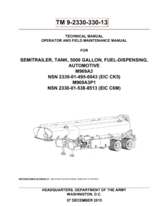 M969A3 M969A3P1 5000 Gallon Fuel Tank Semitrailer Operator and Field Maintenance Manual - TM 9-2330-330-13