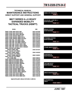 M977 Series HEMTT 8x8 Direct/General Support Maintenance Manual Volume 2 (TM 9-2320-279-34-2) - Axles, Brakes, Steering, Frame, Suspension, Cab, Winch PDF