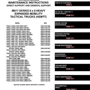 M977 Series HEMTT 8x8 Direct/General Support Maintenance Manual Volume 2 (TM 9-2320-279-34-2) - Axles, Brakes, Steering, Frame, Suspension, Cab, Winch PDF