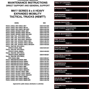 M977 Series HEMTT 8x8 Truck TM 9-2320-279-34-1 Direct Support & General Support Maintenance Manual Volume 1