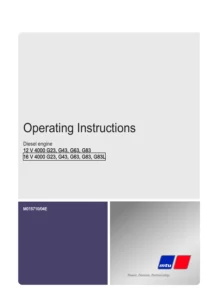 MTU 12V & 16V 4000 G23 G43 G63 G83 G83L Diesel Engine Operating Instructions Manual