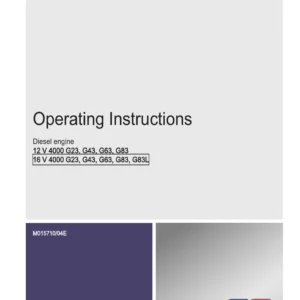 MTU 12V & 16V 4000 G23 G43 G63 G83 G83L Diesel Engine Operating Instructions Manual