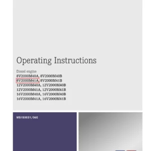MTU 8V 12V 16V 2000 M40A M40B M41A M41B Diesel Engine Operating Instructions Manual MS150031/06E