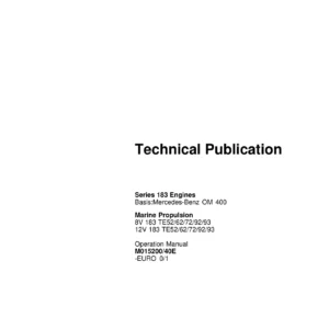 MTU 8V183 12V183 TE52 TE62 TE72 TE92 TE93 Marine Engine Operation Manual