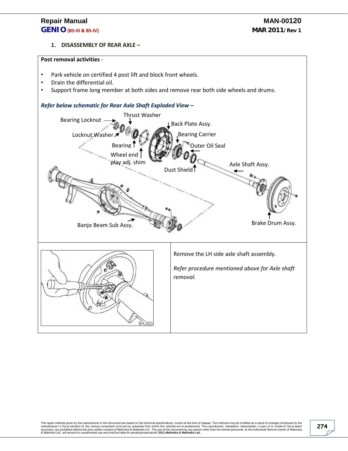 Mahindra Genio BS-III & BS-IV MAN-00120 Repair Manual - March 2011 - Image 3