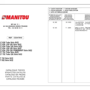 Manitou MLT 630 634 731 MT 732 932 B-E2 Parts Catalogue CD547845