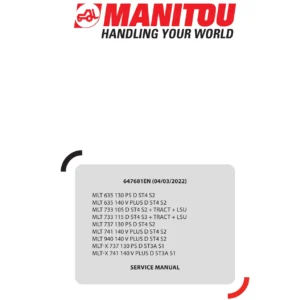Manitou MLT & MLT-X Telehandlers Service Manual 647681EN 2022 - PDF Download