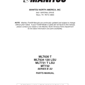 Manitou MLT630 T MLT634 120 LSU MLT731 T LSU MT732 Series B-E2 Parts Manual 547845P