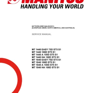 Manitou MT 1440 MT 1840 Telehandler Service Manual 2021 - 75D 100D ST5 PDF Repair Guide