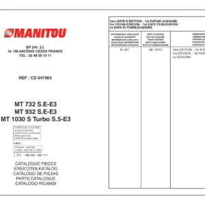 Manitou MT 732 MT 932 MT 1030 S Turbo Parts Catalogue - CD 647083