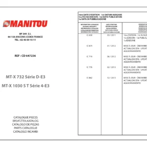 Manitou MT-X 732 and MT-X 1030 S T Parts Catalogue CD 647236