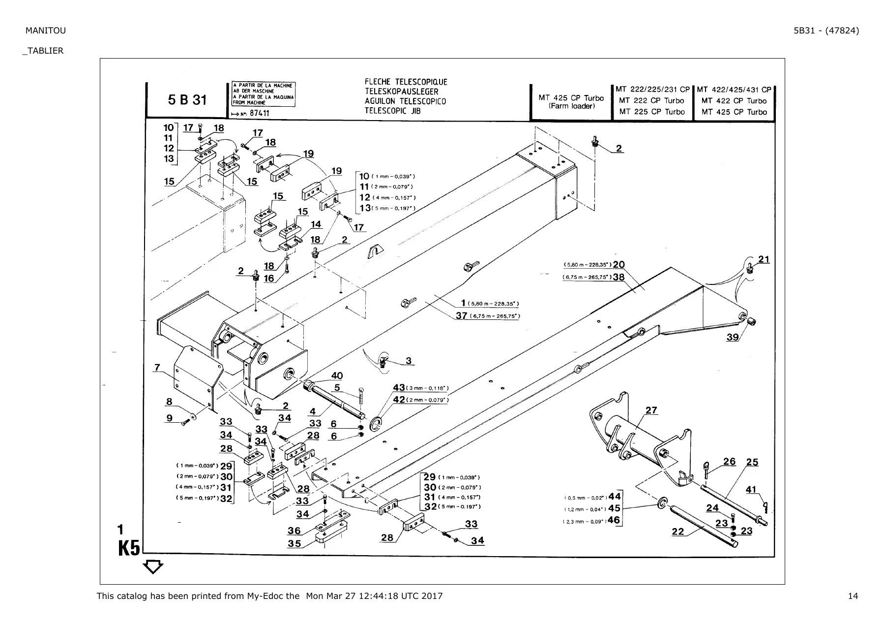 Manitou MT222 CP MT225 CP MT231 CP MT422 CP MT425 CP MT431 CP Parts Catalogue 47824 - 840 Page PDF - Image 2