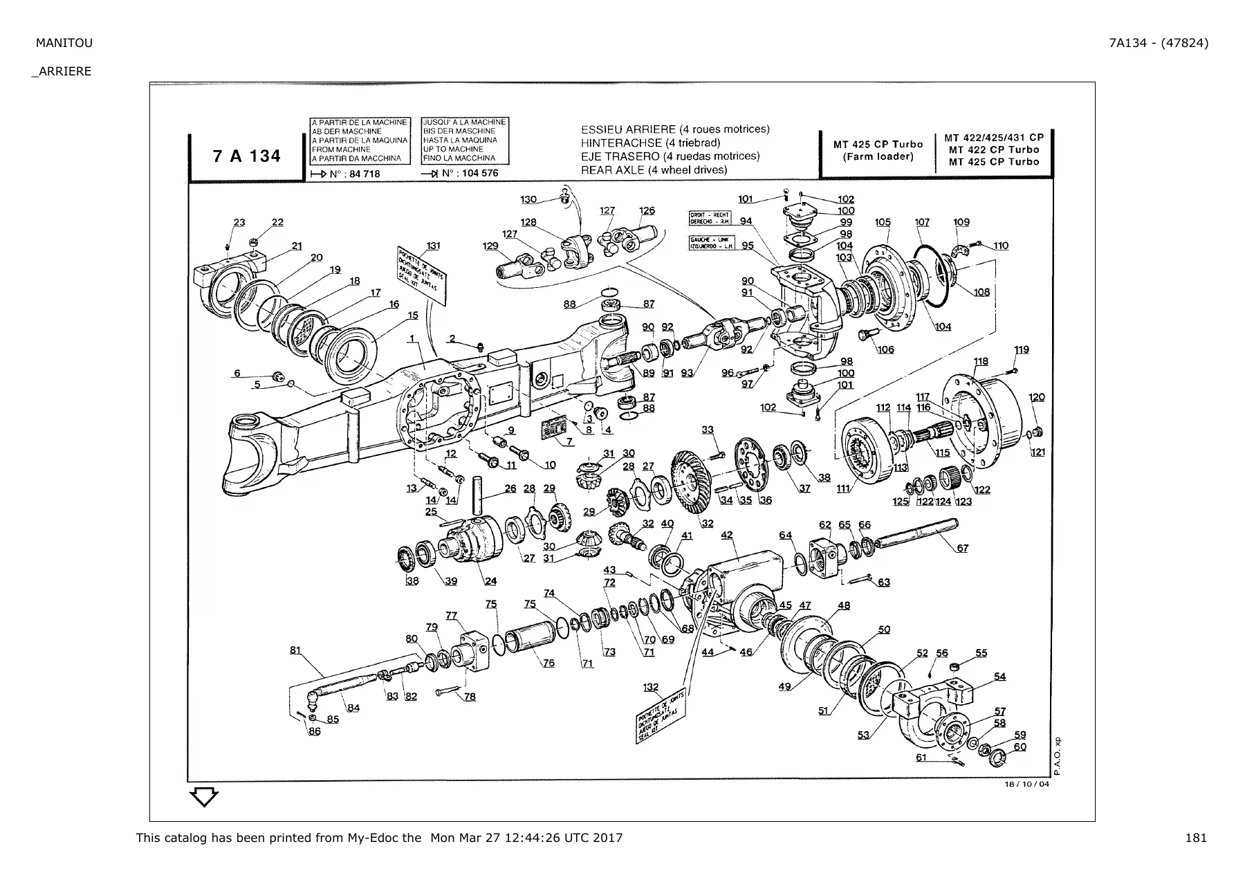 Manitou MT222 CP MT225 CP MT231 CP MT422 CP MT425 CP MT431 CP Parts Catalogue 47824 - 840 Page PDF - Image 3