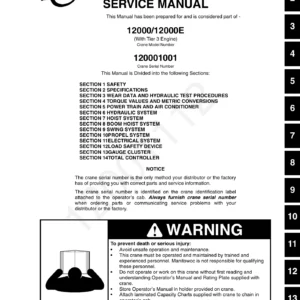 Manitowoc 12000 & 12000E Crane Service Manual (Tier 3 Engine) – PDF Download