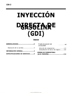 Manual Mitsubishi GDI Inyección Directa de Gasolina - Localización de Fallas y Servicio Grupo 13A