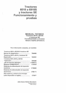 Manual Técnico John Deere Tractores 6010 a 6910S y SE - Funcionamiento y Pruebas TM4554