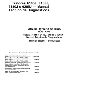 Manual Técnico de Diagnósticos John Deere 6145J 6165J 6180J 6205J - TM801454 2014 (PDF em Português)