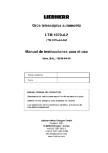 Manual de Instrucciones Liebherr LTM 1070-4.2 Grúa Telescópica Automotriz - PDF