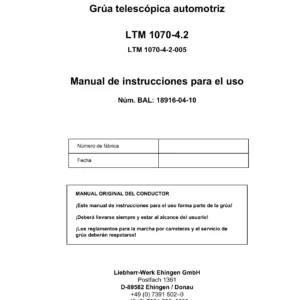 Manual de Instrucciones Liebherr LTM 1070-4.2 Grúa Telescópica Automotriz - PDF