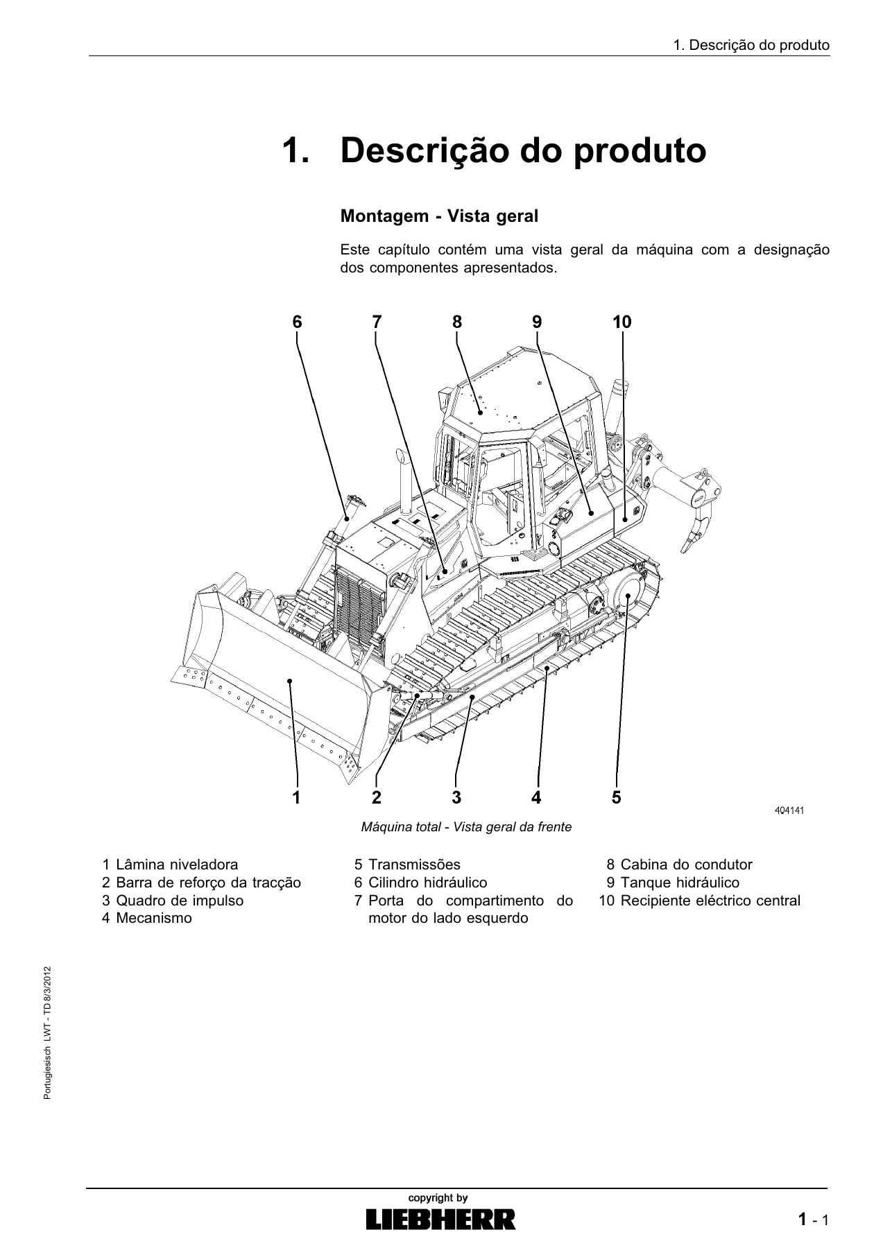 Manual de Operação Liebherr PR 734 Litronic L XL LGP 9085486 01/2012 - Image 2