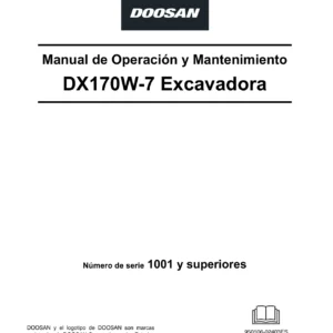 Manual de Operación y Mantenimiento Doosan DX170W-7 Excavadora Hidráulica de Ruedas 2021