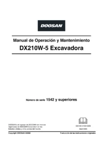 Manual de Operación y Mantenimiento Doosan DX210W-5 Excavadora de Ruedas - Descarga PDF