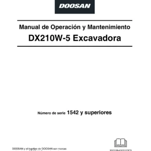Manual de Operación y Mantenimiento Doosan DX210W-5 Excavadora de Ruedas - Descarga PDF