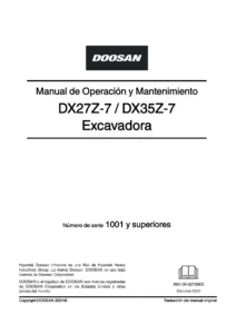 Manual de Operación y Mantenimiento Doosan DX27Z-7 / DX35Z-7 - Excavadora Hidráulica de Orugas (Español)
