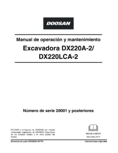 Manual de Operación y Mantenimiento Excavadora Doosan DX220A-2 y DX220LCA-2 - PDF en Español