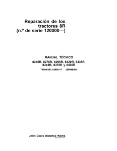 Manual de Reparación John Deere Tractores 8R 8245R a 8400R TM146363 2017 en Español PDF