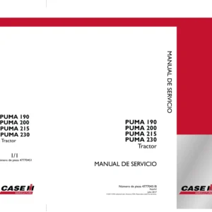 Manual de Servicio CASE IH PUMA 190 200 215 230 Tractor - 47770451B Español