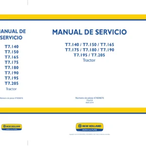 Manual de Servicio New Holland T7.140 a T7.205 Tractor 2014 - PDF