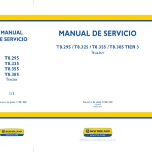 Manual de Servicio New Holland T8.295 T8.325 T8.355 T8.385 Tier 3 - Taller y Reparación PDF