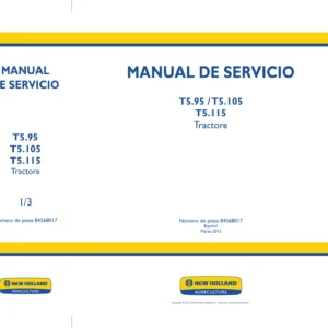 Manual de Servicio y Mantenimiento New Holland T5.95 T5.105 T5.115 Tractores - PDF Taller Completo
