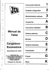 Manual de Taller JCB 3CX Cargadora-Excavadora 9803/3263 - Descarga PDF