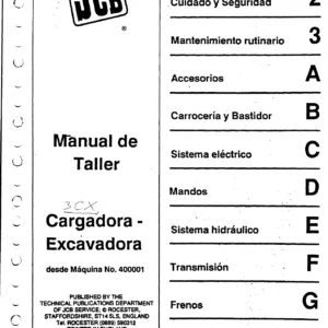 Manual de Taller JCB 3CX Cargadora-Excavadora 9803/3263 - Descarga PDF