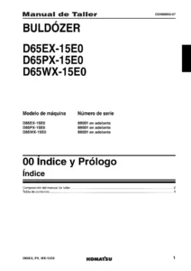 Manual de Taller Komatsu Bulldozer D65EX-15E0 D65PX-15E0 D65WX-15E0 Español
