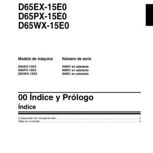 Manual de Taller Komatsu Bulldozer D65EX-15E0 D65PX-15E0 D65WX-15E0 Español
