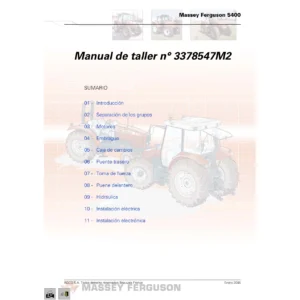Manual de Taller Massey Ferguson 5400 5425 5435 5445 5455 5460 5465 3378547M2 PDF Español