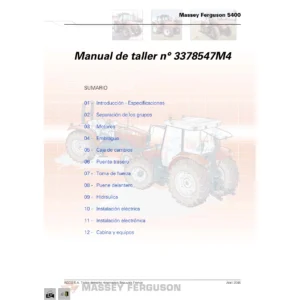 Manual de Taller Massey Ferguson Serie 5400 5425-5465 3378547M4 2006 Español