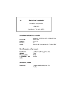 Manual del Conductor Liebherr L 566-1616 Cargadora sobre Ruedas 11831319