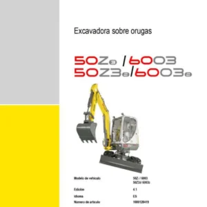 Manual del Operador Excavadora Wacker Neuson 50Z3 / 6003 / 50Z3₂ / 6003₂ - Español PDF