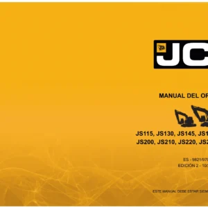 Manual del Operador JCB JS115-JS360 Excavadoras de Orugas 2014 - Español - 9821/9703