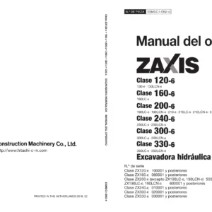 Manual del Operario Hitachi ZAXIS Clase ZX120-6 a ZX330-6 - Excavadora Hidráulica PDF