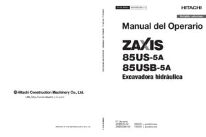 Manual del Operario Hitachi ZAXIS ZX85US-5A ZX85USB-5A Excavadora Hidráulica