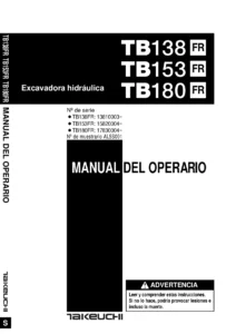 Manual del Operario Takeuchi TB138FR TB153FR TB180FR - Excavadora Hidráulica AL5S001