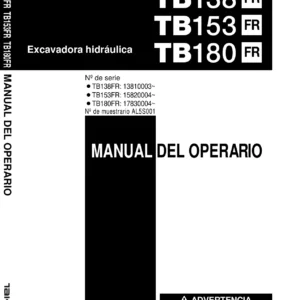 Manual del Operario Takeuchi TB138FR TB153FR TB180FR - Excavadora Hidráulica AL5S001