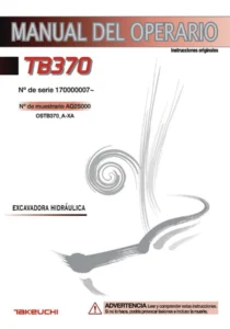 Manual del Operario Takeuchi TB370 en Español - Excavadora Hidráulica PDF