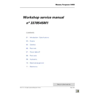 Massey Ferguson 5400 Series 5425 5435 5445 5455 5460 5465 Workshop Service Manual PDF
