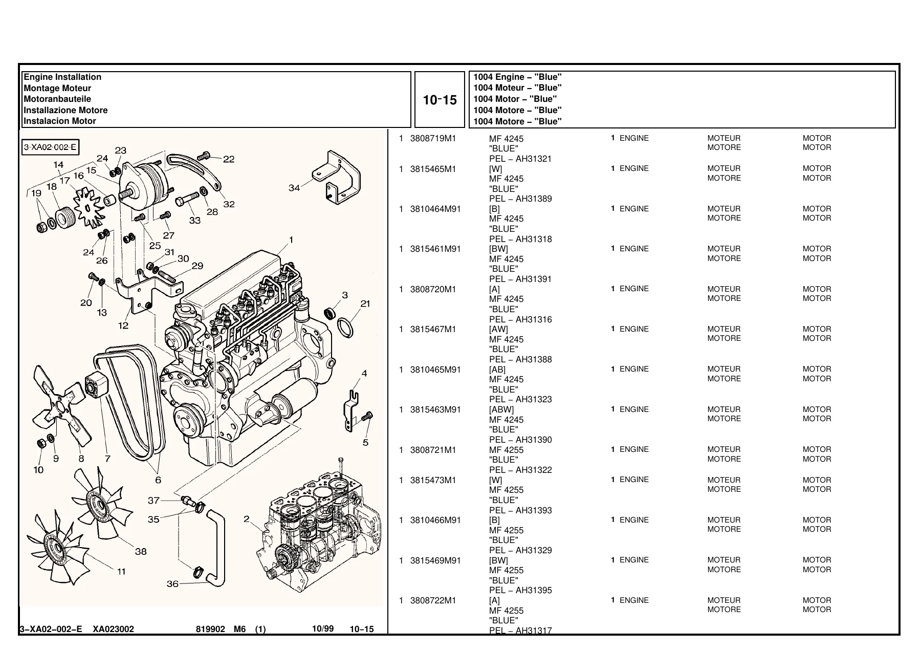 Massey Ferguson MF 4245 MF 4255 Tractor Parts Catalog 819902M6 - Image 2